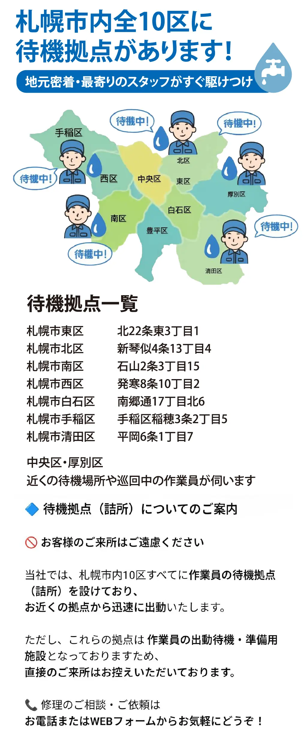 市内10カ所待機拠点