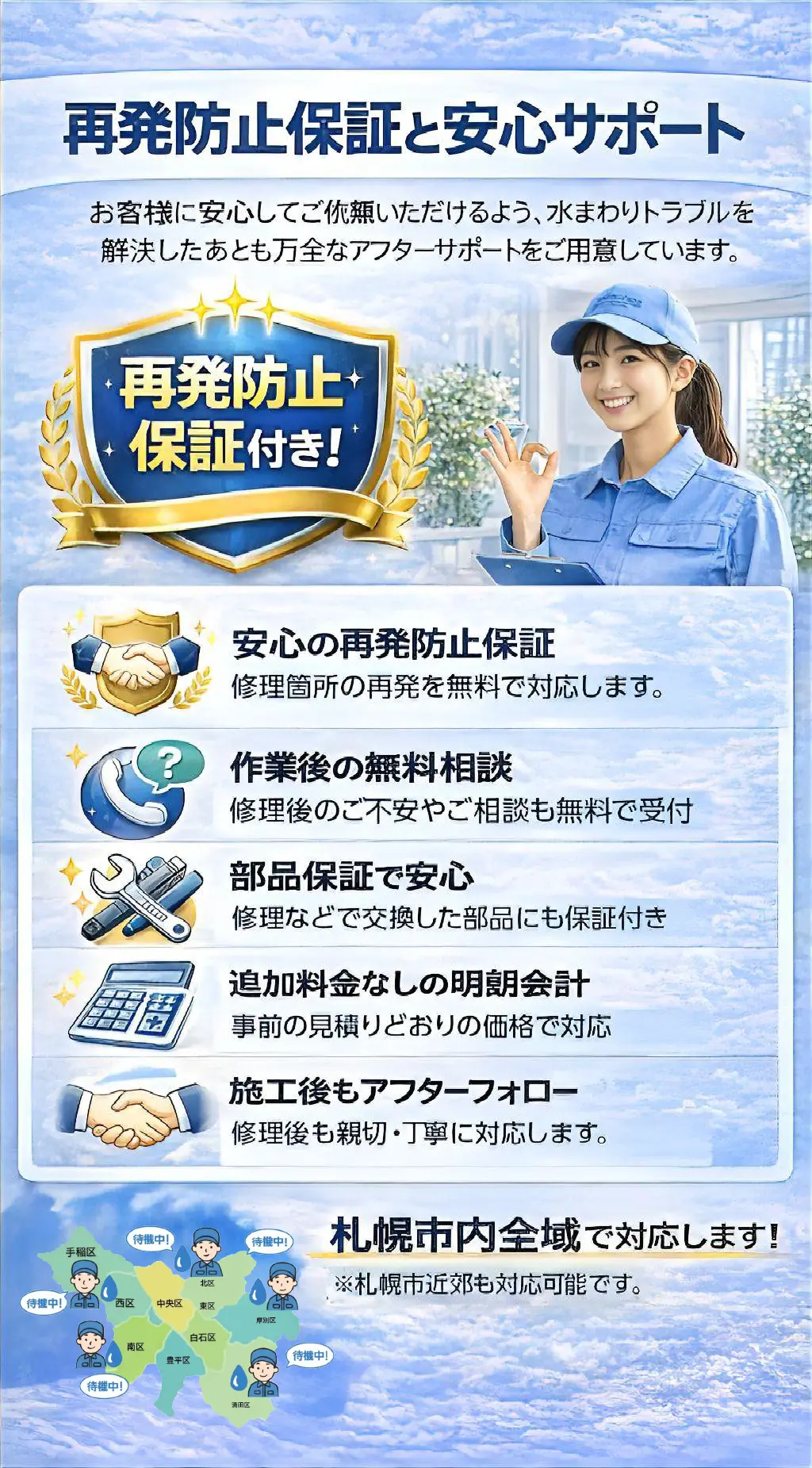 再発防止保証と安心サポート